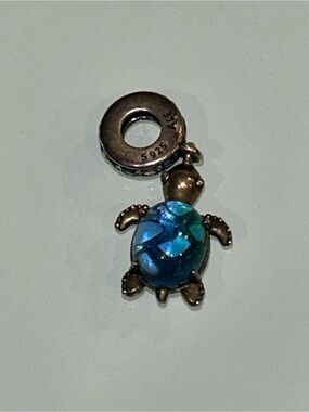 Pandora Blue Teal Turtle Dangle Charm
